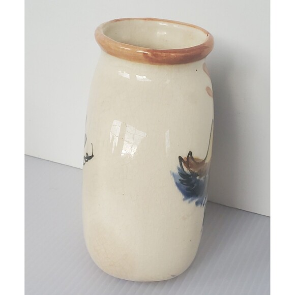 Vase Ceramic Hand Painted Asian Phoenix Ho Ho Bird Japanese Artisan VTG MCM - Picture 8 of 11